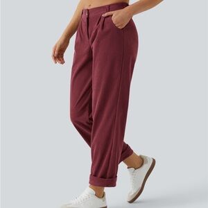 NWT Halara Mid Rise Zipper Pocket Corduroy Casual Pants Size Petite XL (16) Ruby
